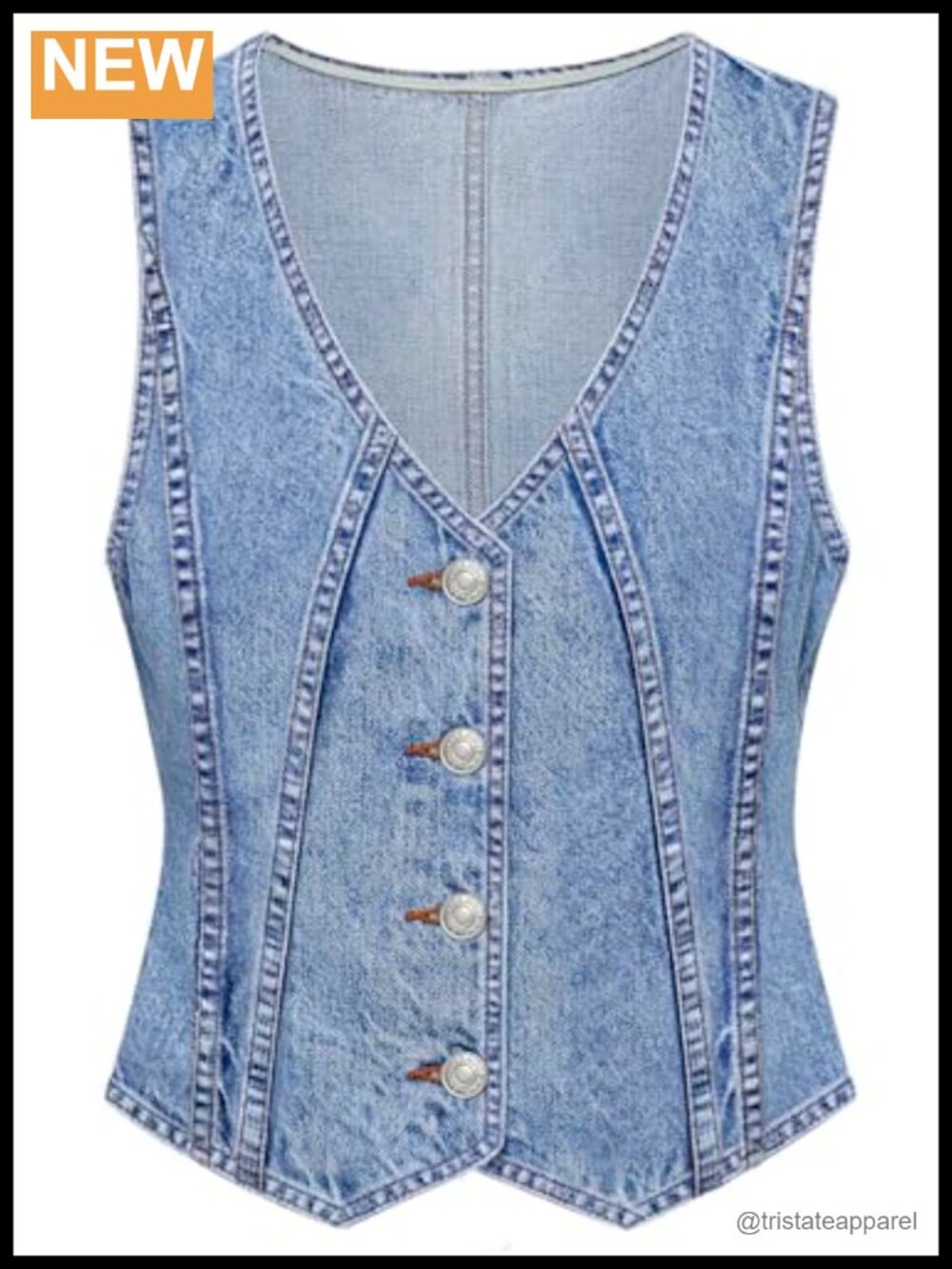 Sleeveless Button Down Denim Vest V Neck Summer Outfit